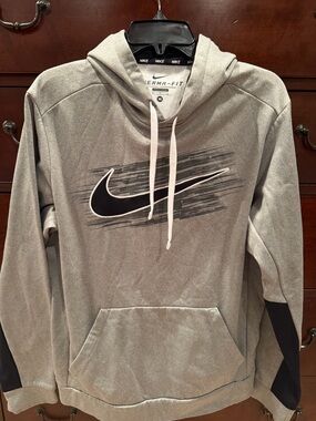 Nike Gray Pullover Hoodie with Black Swoosh